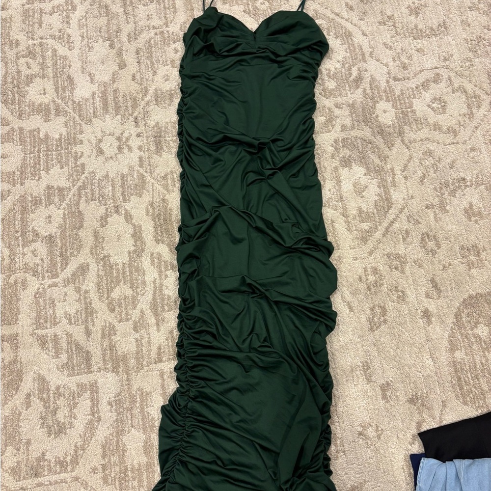 Green Ruched Sweetheart Maxi Dress for Night Out